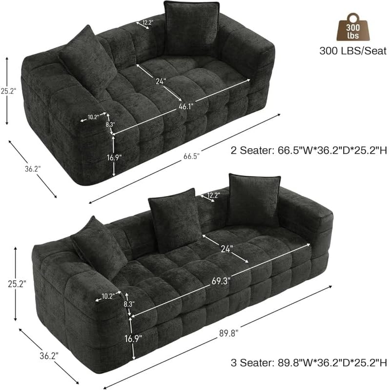 Aroma Homes Modern Comfy Chenille Sofa Set – Deep Seat 3 Seater & 2 Seater Couches - Image 2